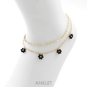 Bead Flower Charm Chain Anklet